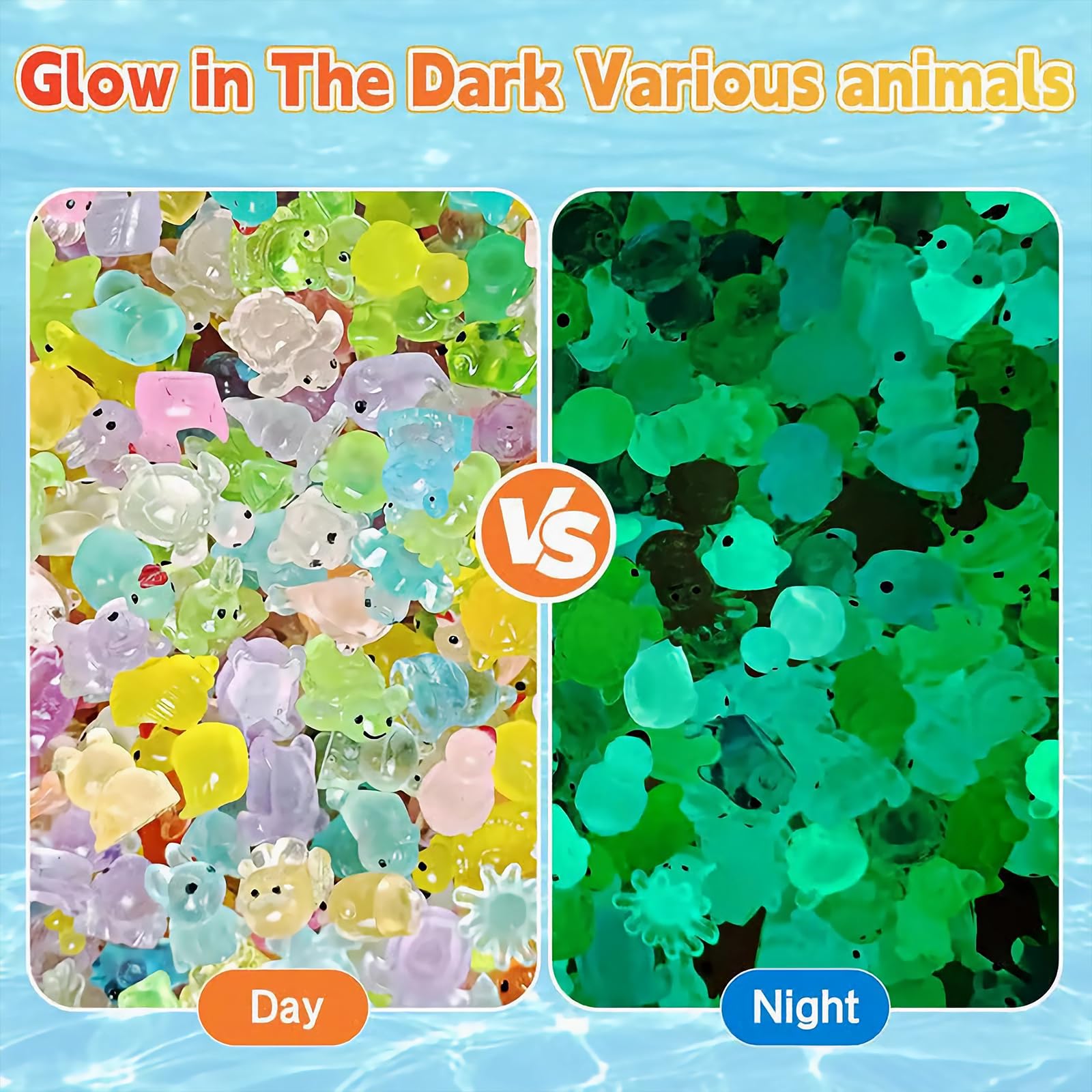 Mini Glow in the Dark Resin Animal Blind Bag – 50-Pack Mystery Figures for DIY Fairy Garden Decor
