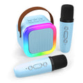 Mini Karaoke Machine for Kids & Adults - Portable Bluetooth Speaker with 2 Wireless Microphones, Blue, Voice Change Effects, LED Lights, 8-Hour Battery, Birthday Gift for Girls Ages 4-12+