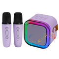 Mini Karaoke Machine for Kids with 2 Wireless Mics and 5 Voice Effects, Purple