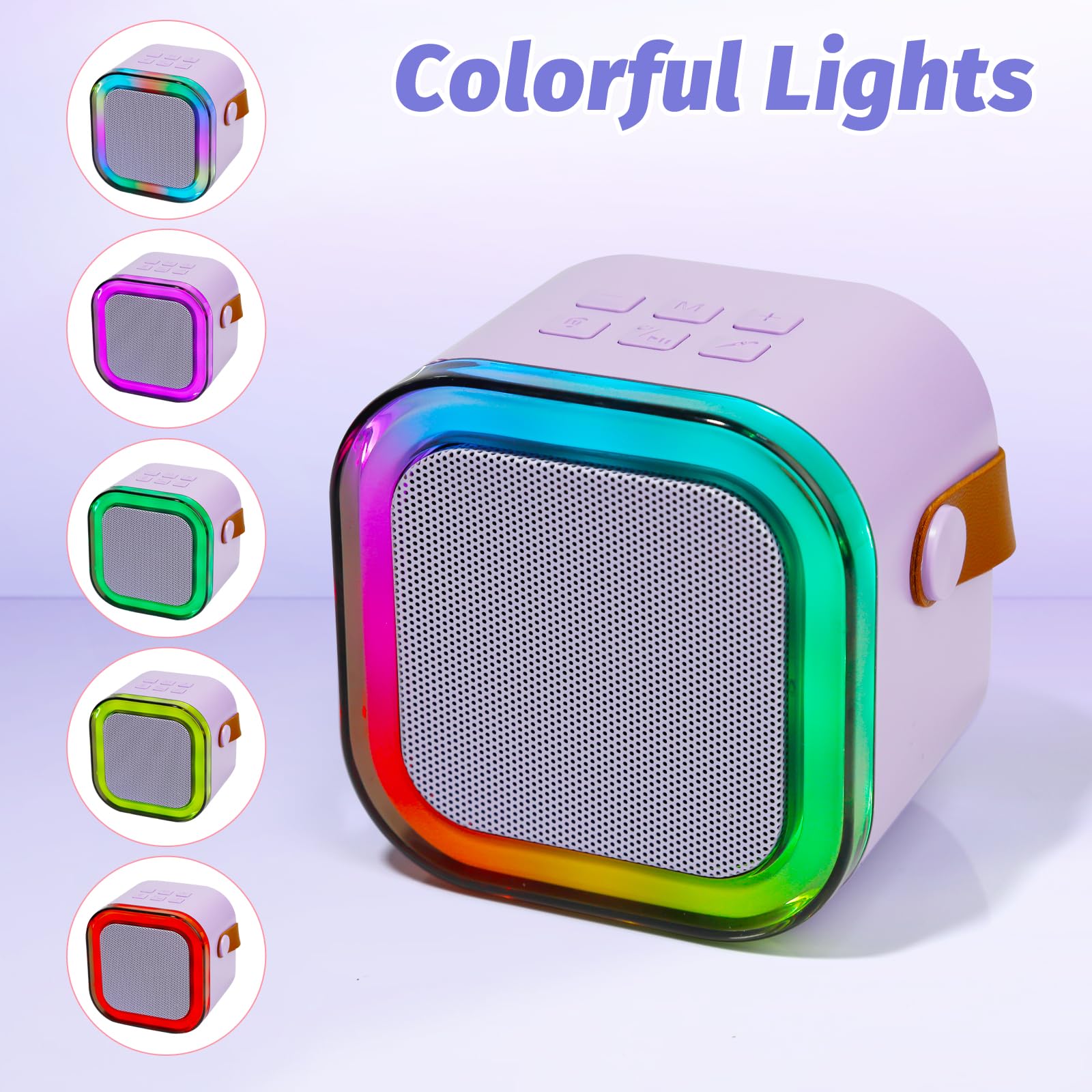 Mini Karaoke Machine for Kids with 2 Wireless Mics and 5 Voice Effects, Purple