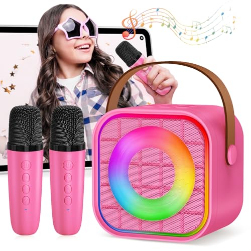 Mini Karaoke Machine for Kids with 2 Wireless Mics – Portable Bluetooth Speaker for Travel, Classroom, & Outdoor Fun