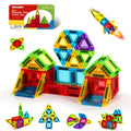 Mini Magnetic Tiles Travel Set – 56-Piece STEM Toy with Metal Storage Box, Gift for Kids Ages 3-12