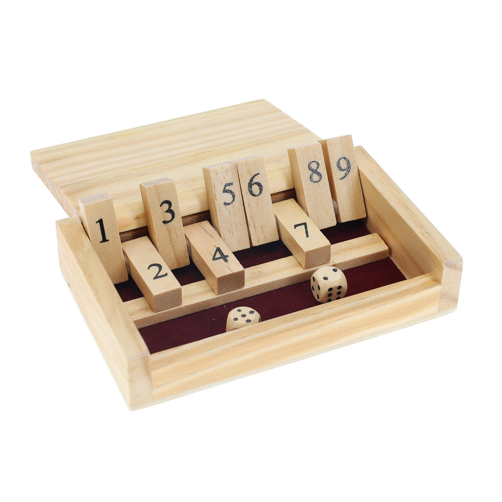 Mini Shut the Box Wooden Game by WE Games – 5.5-Inch Travel Size with 9 Number Tiles for Family Fun