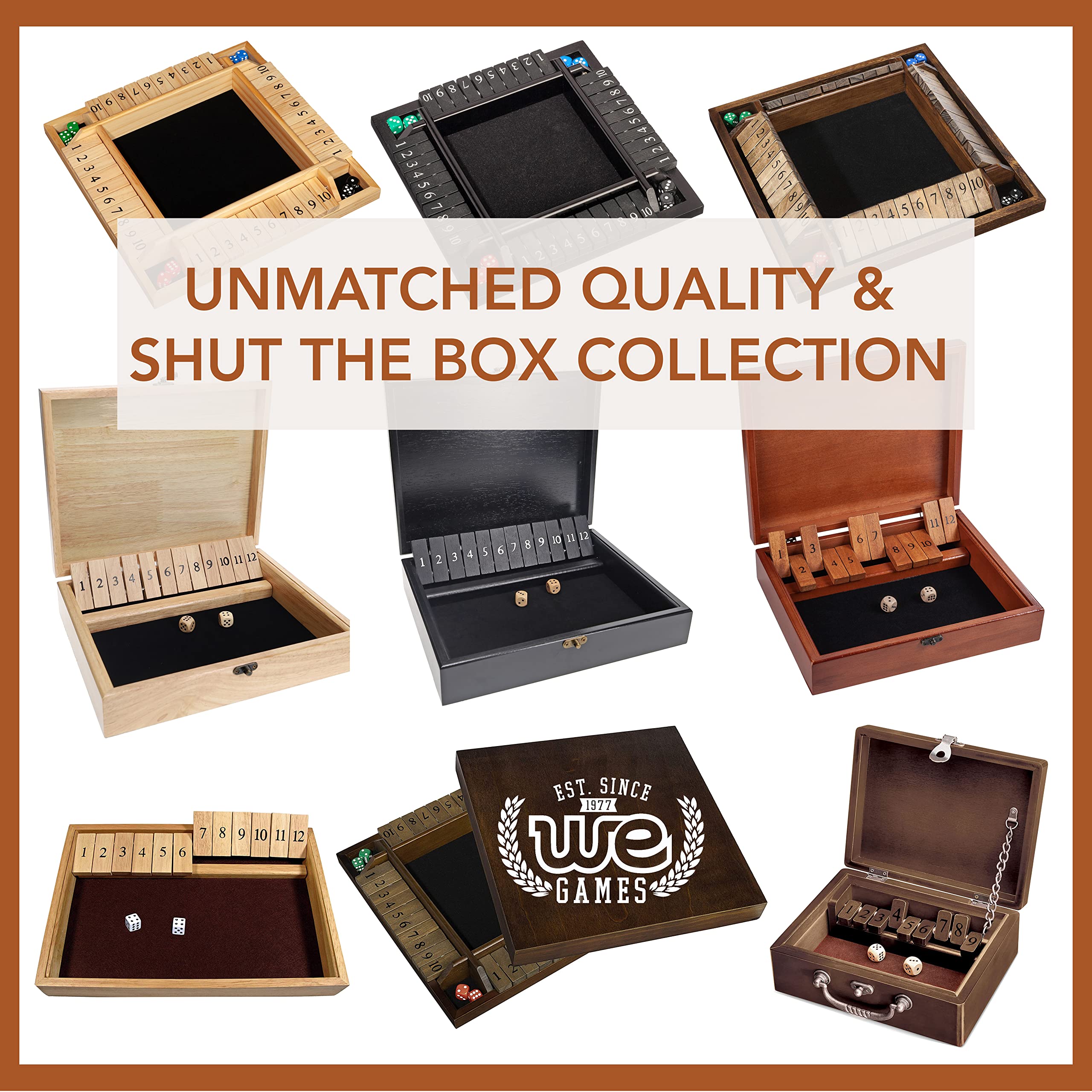 Mini Shut the Box Wooden Game by WE Games – 5.5-Inch Travel Size with 9 Number Tiles for Family Fun