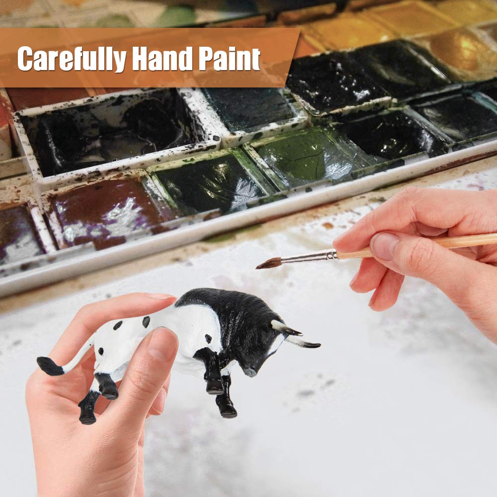 Mini Tudou 12-Piece Farm Animal Figurines Set - Hand-Painted Cow & Bull Toys for Kids Ages 3-5, Cake Toppers & Educational Playset