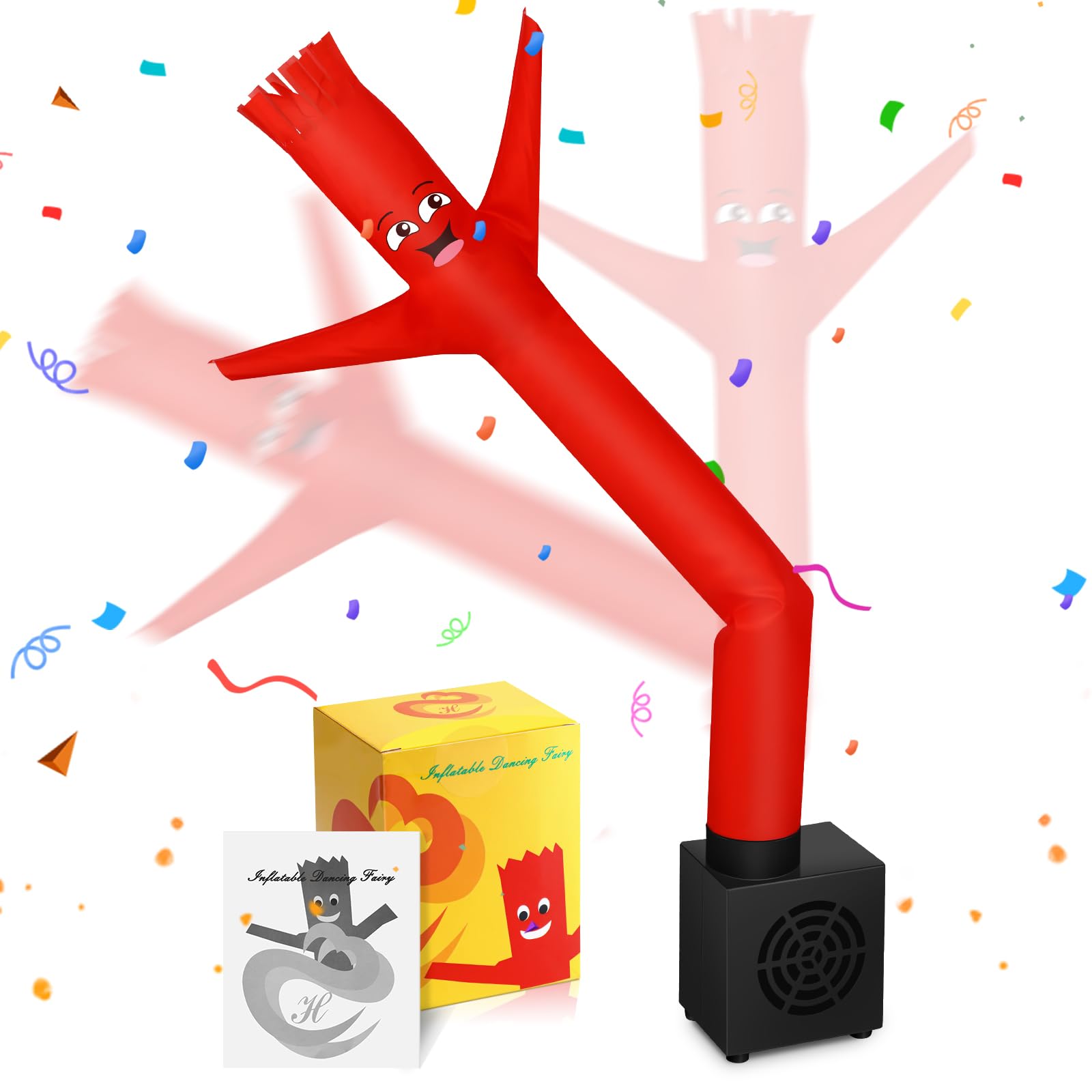 Mini Wacky Waving Inflatable Tube Guy - Desktop Gag Toy with Blower (Red, 16.5 inches)