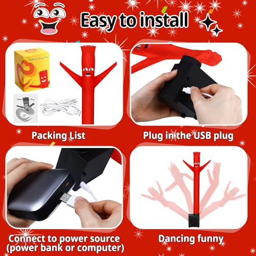Mini Wacky Waving Inflatable Tube Guy - Desktop Gag Toy with Blower (Red, 16.5 inches)