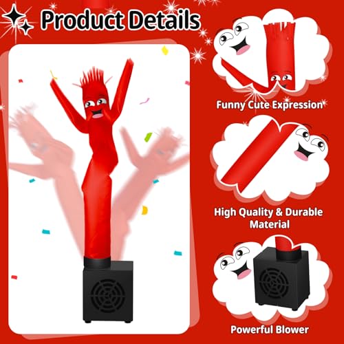 Mini Wacky Waving Inflatable Tube Guy - Desktop Gag Toy with Blower (Red, 16.5 inches)