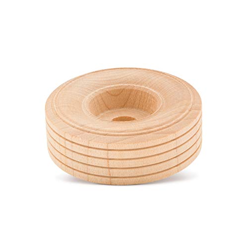 Mini Wood Wheels Treaded Style, 2 Inch Diameter, Pack of 12 for Crafts and DIY Model Cars by Woodpeckers