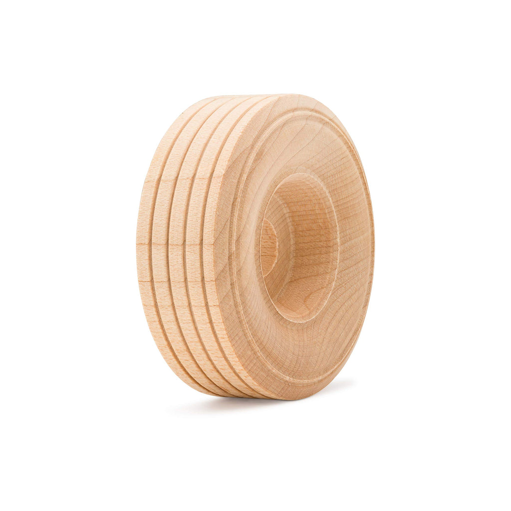 Mini Wood Wheels Treaded Style, 2 Inch Diameter, Pack of 12 for Crafts and DIY Model Cars by Woodpeckers