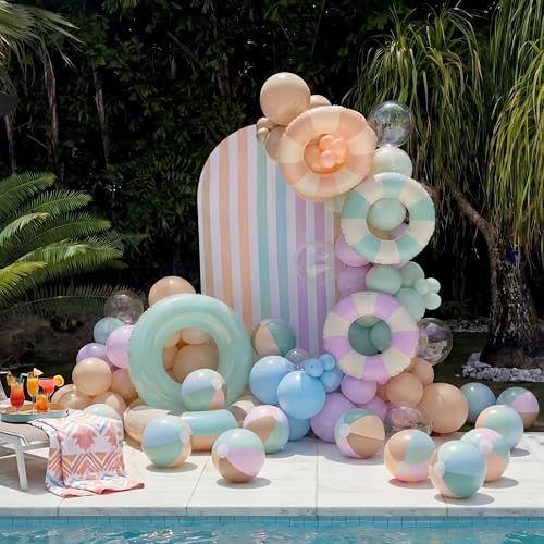 MiniInflat 4-Pack 16-Inch Pastel Beach Balls for Pool Parties & Summer Fun