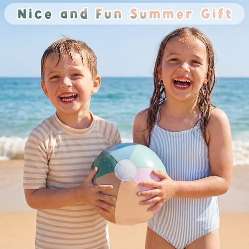 MiniInflat 4-Pack 16-Inch Pastel Beach Balls for Pool Parties & Summer Fun