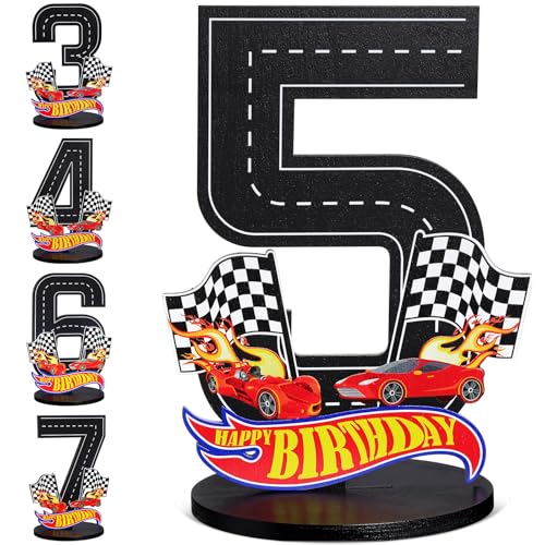 MiniInflat Wooden Race Car Number 5 Sign for 5th Birthday Party Centerpiece Decor
