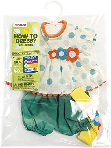 Miniland Doll Clothes Set: Polka Dot Top, Bloomers & Headband for 15-15.75" Dolls
