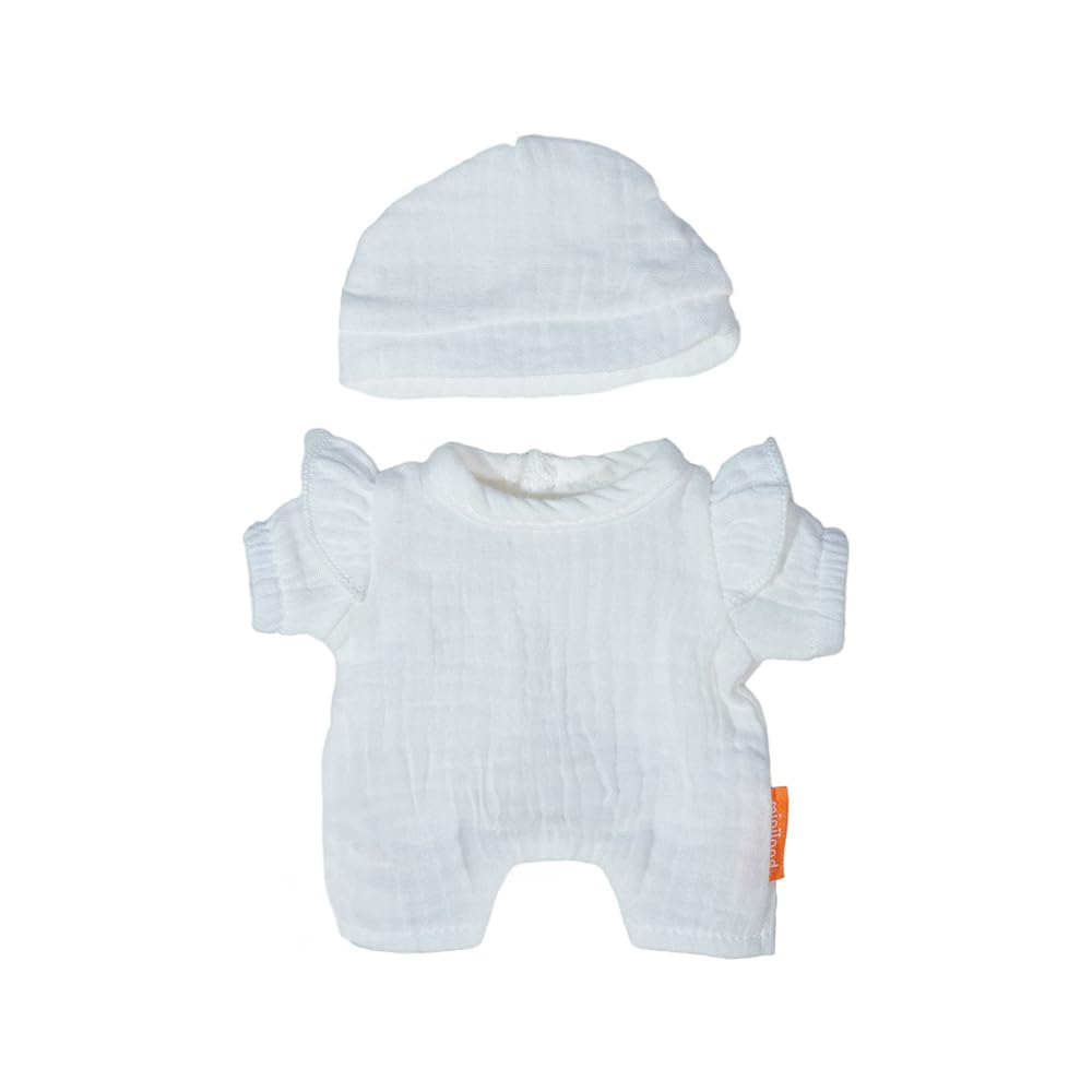 Miniland Doll Pajamas and Hat – White, Fits 8 1/4 Inch Dolls