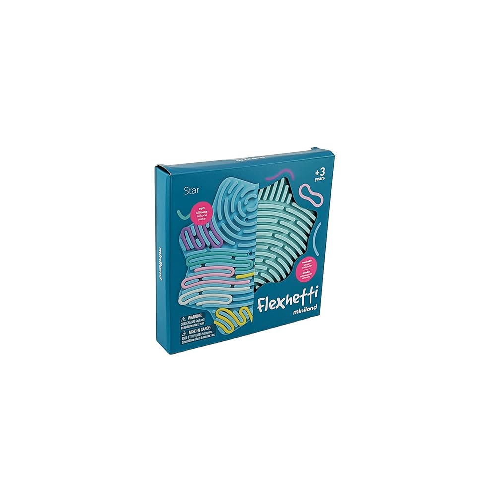 Miniland Flexhetti Star Fidget Toy – Soft Silicone Sensory Toy for Kids 3+ | Double-Sided Travel Game