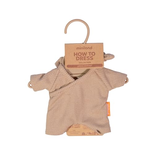 Miniland Pajamas with Hat for 8 1/4 Inch Dolls - Brown Bedtime Outfit