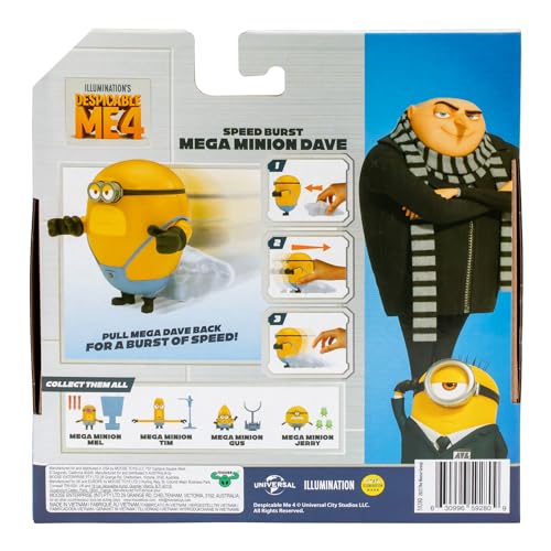 Minions Despicable Me 4 Speed Burst Mega Dave Action Figure – Pull-Back Racing Fun from the Movie