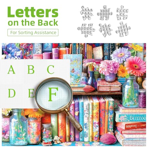 MINIWAN 1000 Piece Book Nook Puzzle for Adults – Floral Books Design, HD Print, 27.5x19.7 Inches