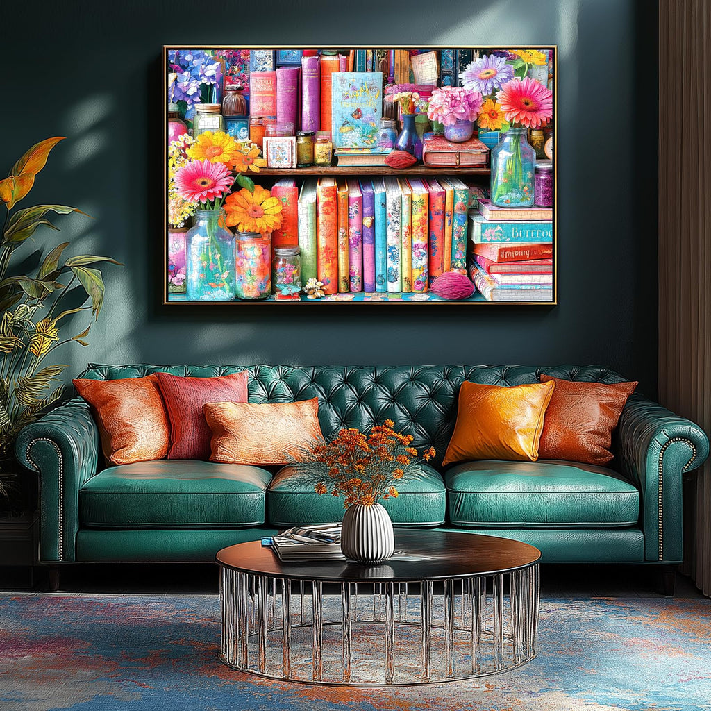 MINIWAN 1000 Piece Book Nook Puzzle for Adults – Floral Books Design, HD Print, 27.5x19.7 Inches