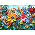 MINIWAN 1000-Piece Flower Jigsaw Puzzle with 3D Quilled Art Design, Back Letter Sorting, and Reference Poster – 27.5x19.7 Inches