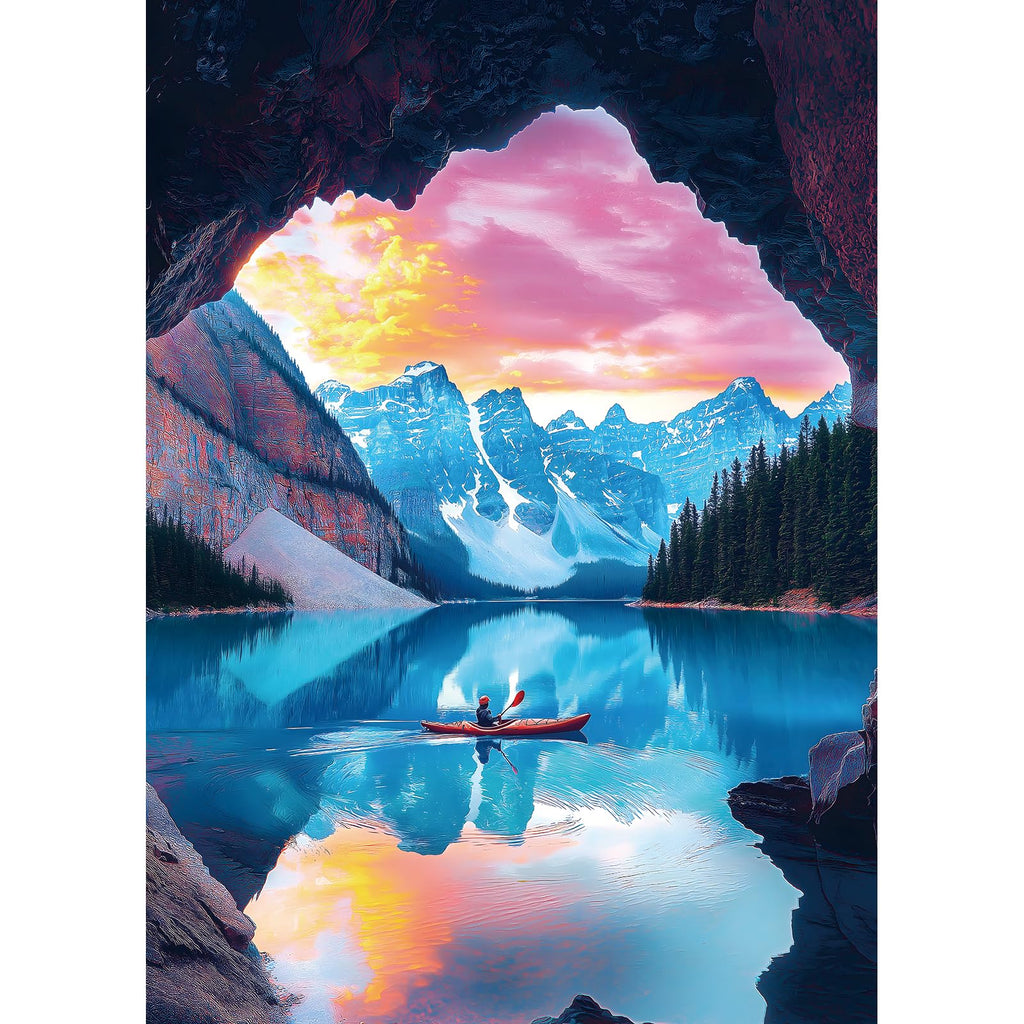 MINIWAN 1000-Piece Mountain Lake Jigsaw Puzzle – Scenic Kayak Sunset, 27.55 x 19.68 in