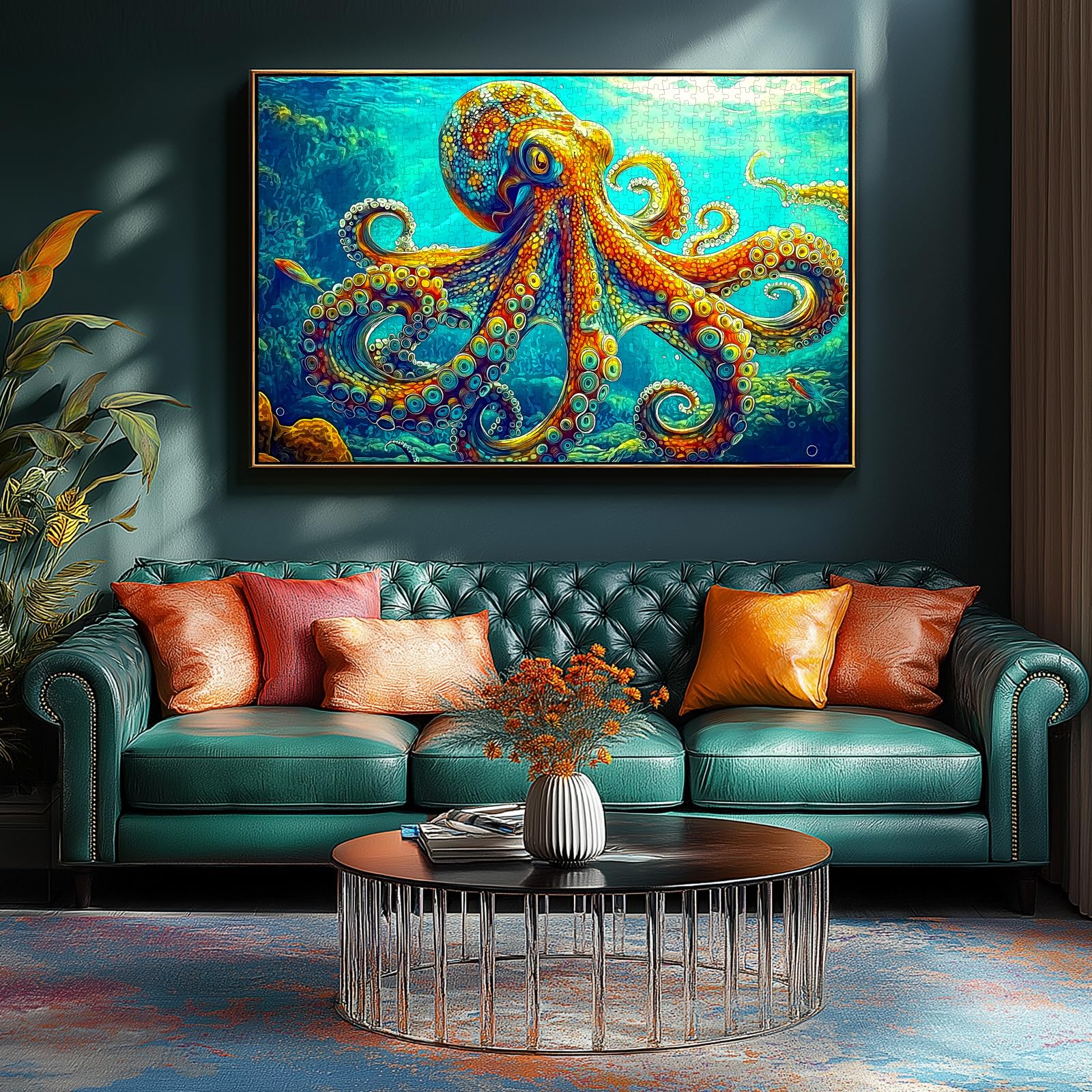 MINIWAN 1000 Piece Octopus Jigsaw Puzzle – Vibrant Underwater Scene with Back Letter Sorting