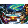 MINIWAN 500-Piece Northern Lights Cabin Jigsaw Puzzle – 23x15 Inches with Letter-Coded Sections and Poster