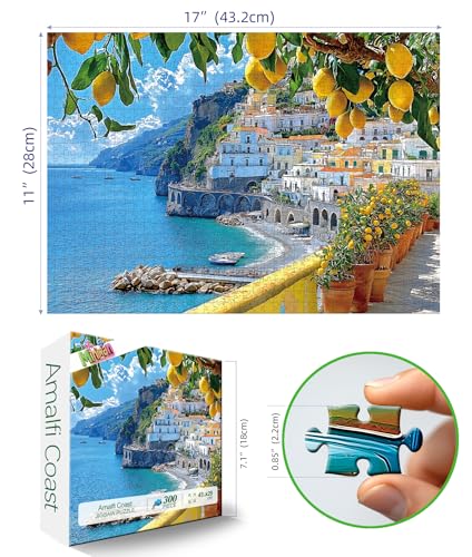 MINIWAN Amalfi Coast Puzzle – 300 Pieces, 17x11 in, Coastal Landscape for Adults
