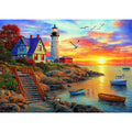MINIWAN Lighthouse Sunset 500 Piece Jigsaw Puzzle for Adults – Coastal Scene with Boats, 21x15 Inches, Includes HD Poster