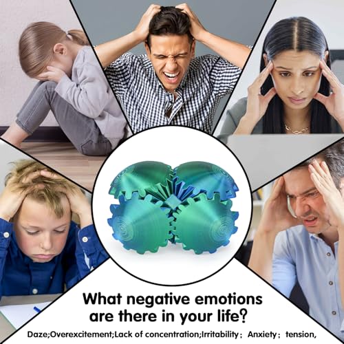 Minleway Gear Ball 3D Printed Fidget Toy – Blue Green, 3.1 Inch – Rotating Gear Sphere for Stress Relief and Anxiety