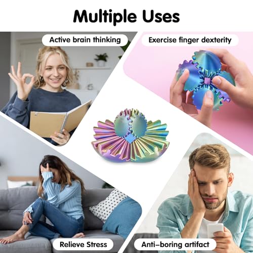 Minleway Gear Ball 3D Printed Fidget Toy – Blue Green Purple, 2.3 Inch Sensory Sphere for Stress Relief