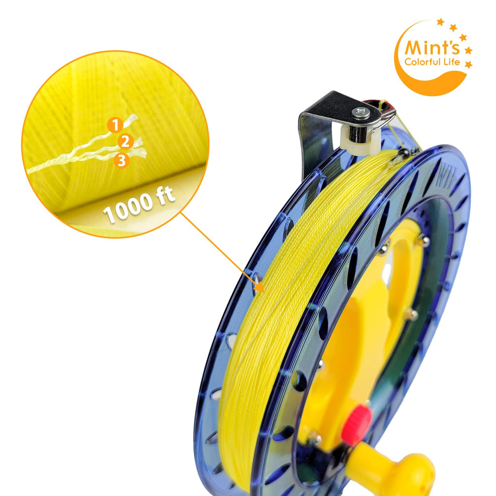 Mint's Colorful Life 8-Inch Kite Reel Winder with 1000ft Nylon Line - Blue