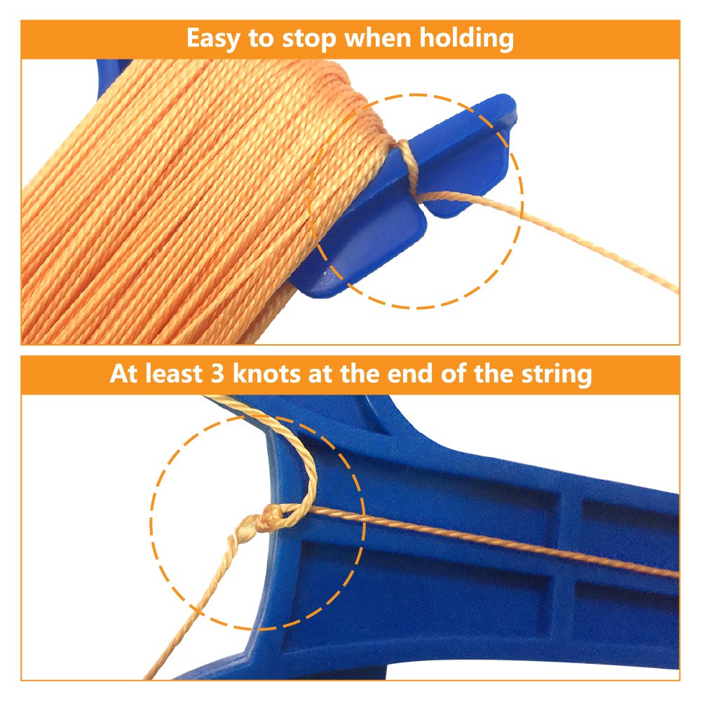 Mint's Colorful Life Kite String Handle 3-Pack – 300ft per Spool, Sturdy Wooden Grip with Connector Clasp