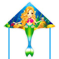 Mint's Colorful Life Large Mermaid Kite – Easy-Fly Delta Kite for Girls and Kids with Strong Rods and 300ft Line