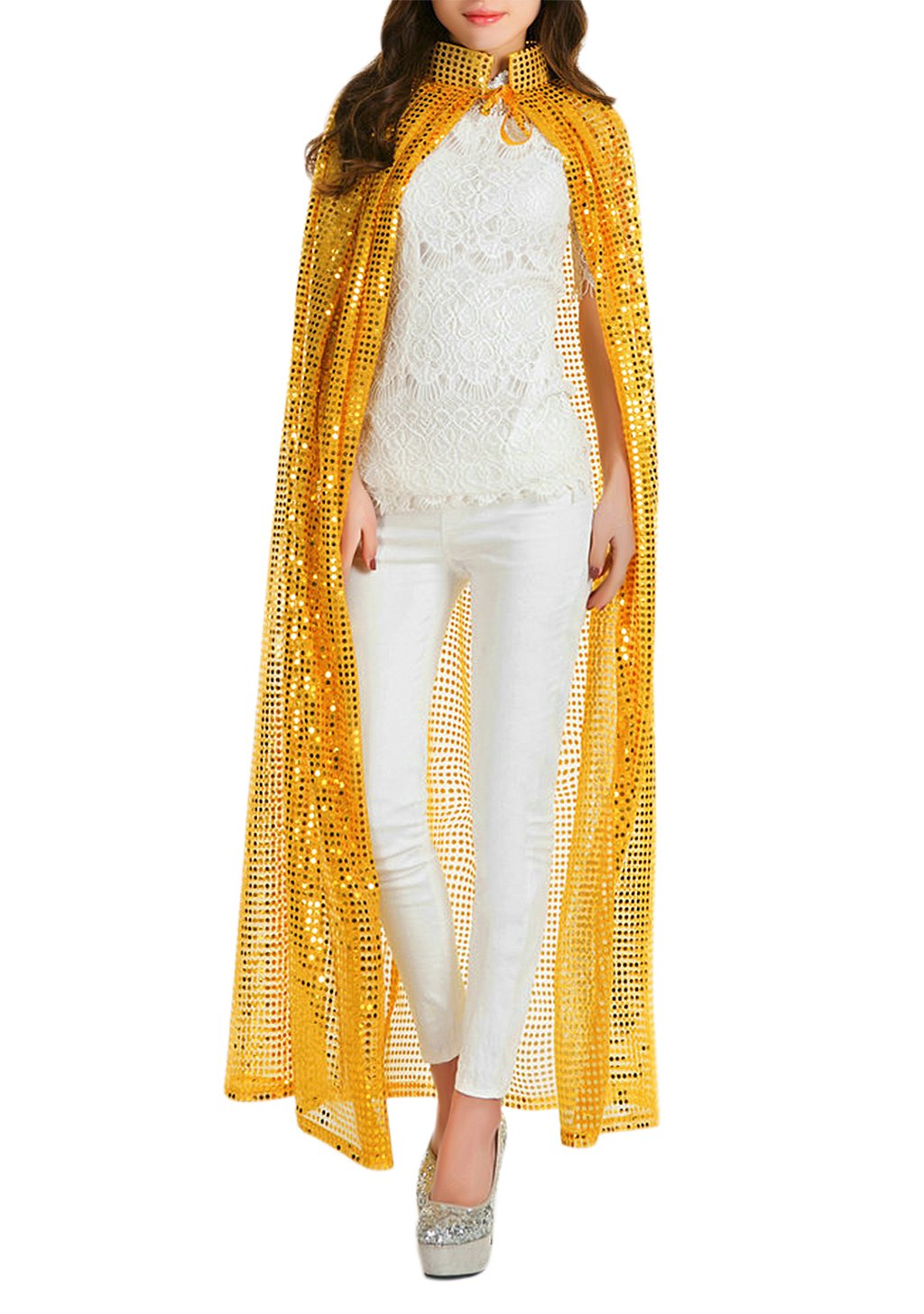 MioCloth Sequin Costume Cape for Women – Sparkling Halloween Party Cloak
