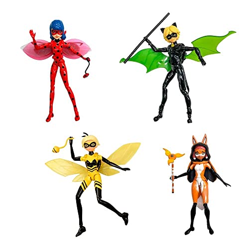 Miraculous Cat Noir 12cm Poseable Doll with Staff and Bat Wings