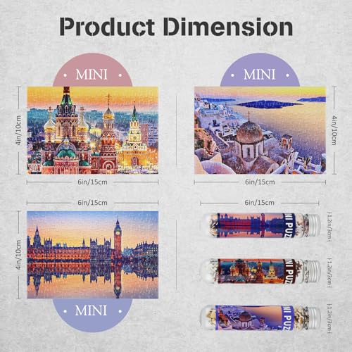 MISITU Small Jigsaw Puzzles for Adults – 150 Piece Mini Puzzles (Pack of 3), 6x4 Inches, Travel-Friendly Micro Puzzles