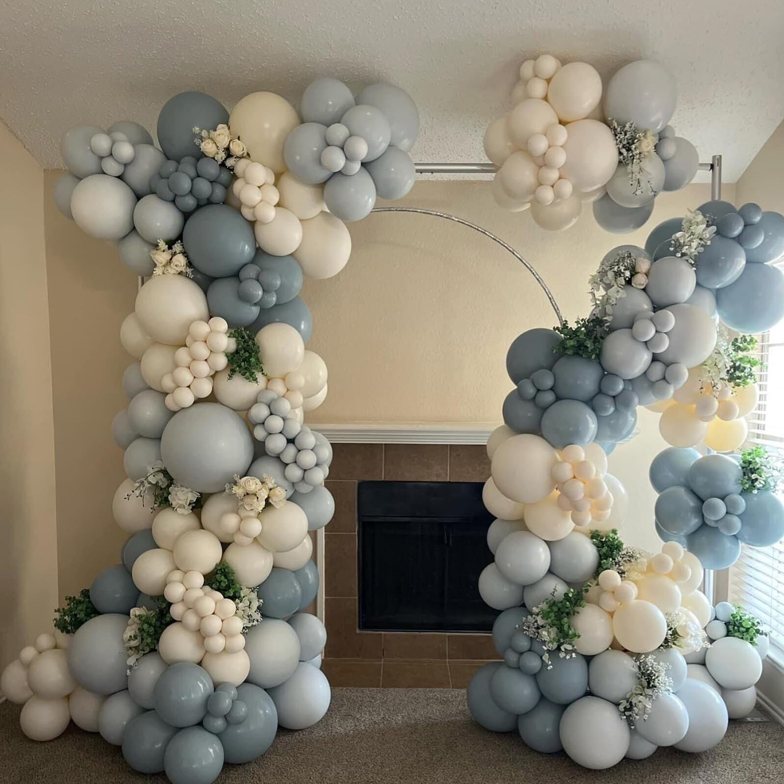 Misty Blue Balloon Garland Kit - 54 Latex Balloons 18 12 10 5 Inch Matte Smog Blue for Birthday Baby Shower Gender Reveal Boho Decor