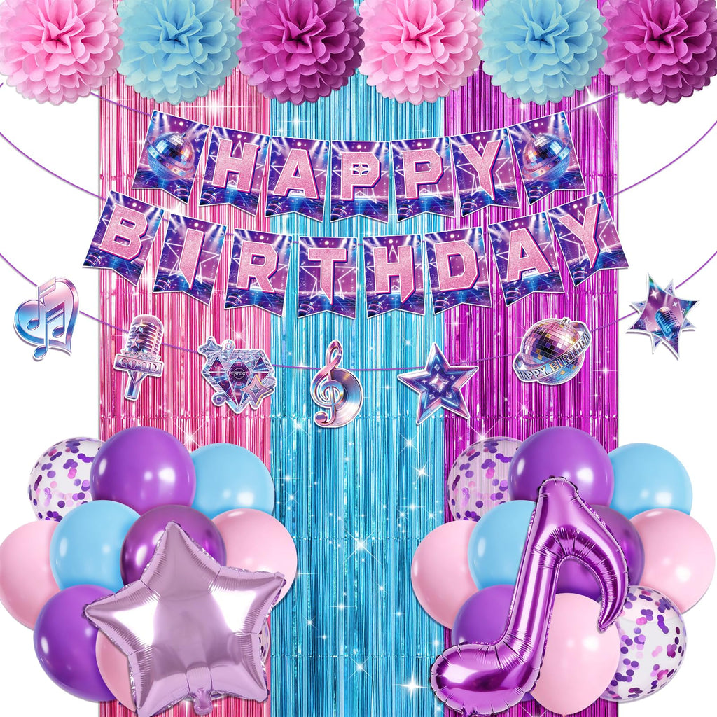 Miucat K-Style Purple Demon Birthday Decoration Set with Balloons and Banners for K-Pop Fans