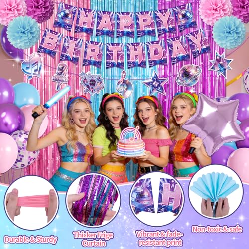 Miucat K-Style Purple Demon Birthday Decoration Set with Balloons and Banners for K-Pop Fans