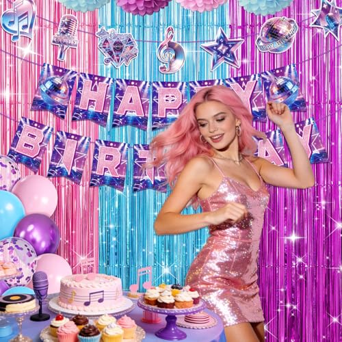 Miucat K-Style Purple Demon Birthday Decoration Set with Balloons and Banners for K-Pop Fans