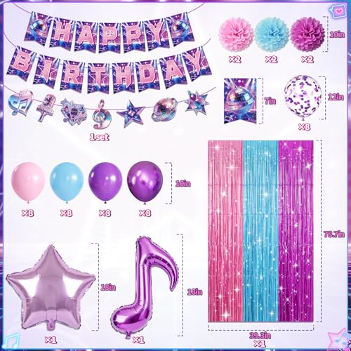 Miucat K-Style Purple Demon Birthday Decoration Set with Balloons and Banners for K-Pop Fans