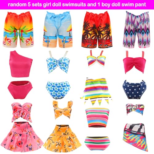 Miunana 12-Piece Doll Clothes & Accessories Set for 11.5-Inch Fashion Dolls – Swimsuits, Outfits, Skateboard, Lifebuoys & More