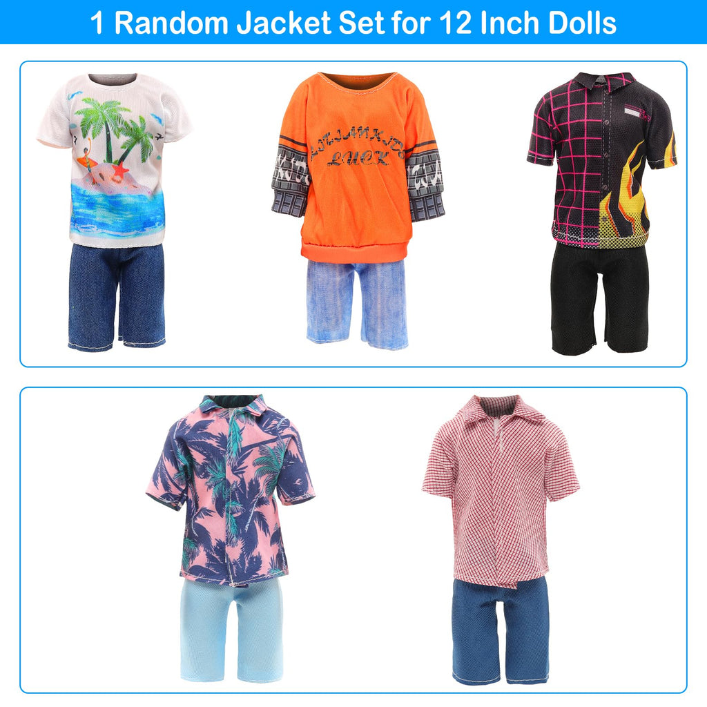 Miunana 12-Piece Wardrobe Set for 11.5-Inch Male Dolls – 5 Outfits & 3 Pairs Shoes, Formal & Casual