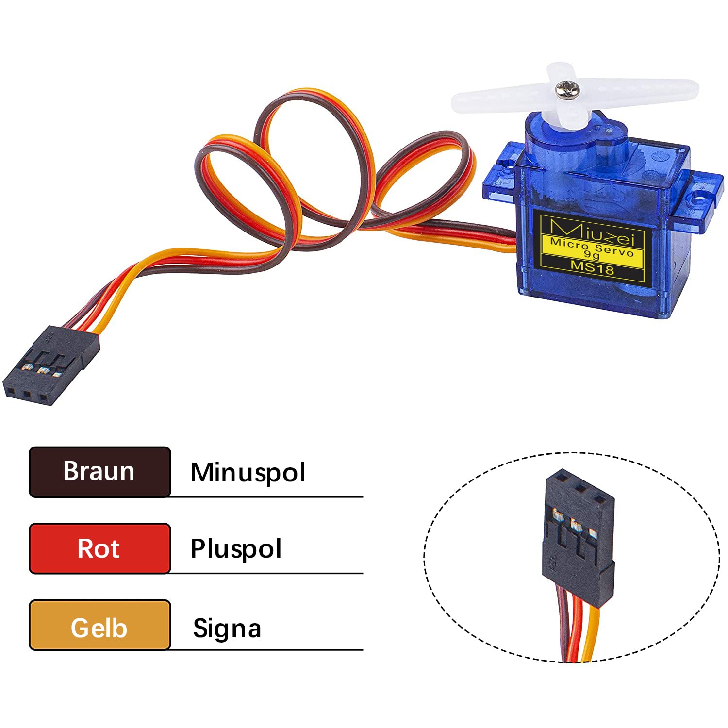 Miuzei SG90 9g Micro Servo Motors 5-Pack for RC Cars, Arduino, and Robotics Projects