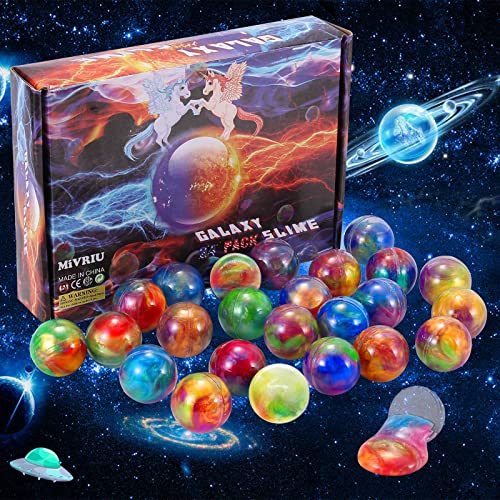 MiVRIU 24 Pack Ball Slime Party Favors - Soft, Scented Galaxy Slime Balls for Kids Ages 5-12