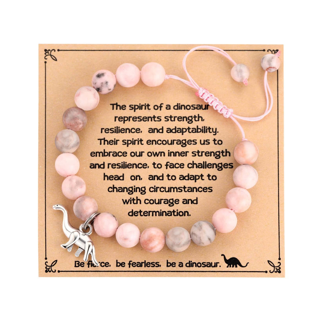 MIXJOY Pink Natural Stone Braided Bead Bracelet – Cute Horse Jewelry Gift for Teen Granddaughter or Niece