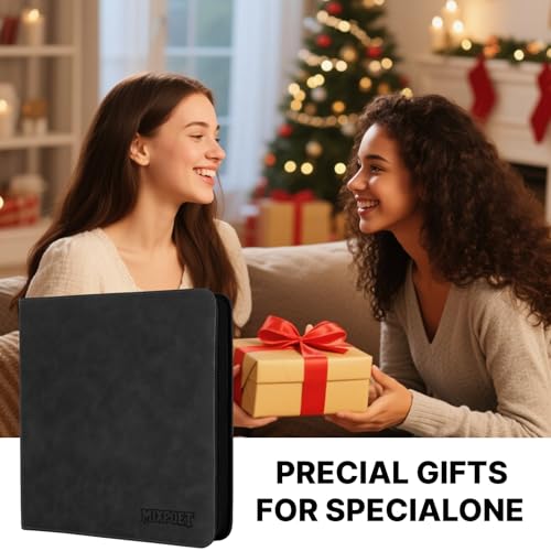 MIXPOET 12-Pocket Trading Card Binder – Holds 960 Cards, Black PU Leather, Zipper Closure