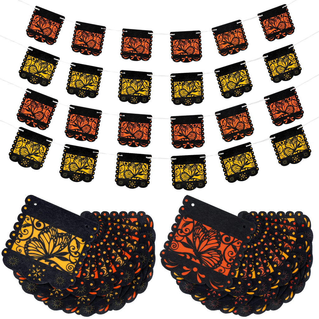 Mixweer 4-Pack Day of the Dead Monarch Butterfly Papel Picado Banner for Ofrenda Decorations